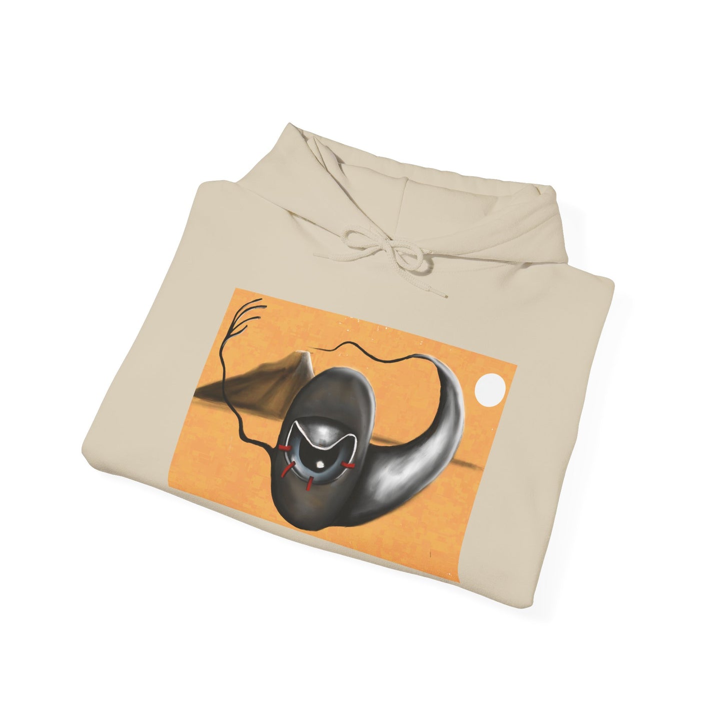 Surreal Desert Stingray Hoodie — Abstract Orange Dune Art Sweatshirt