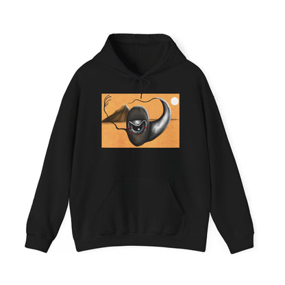 Surreal Desert Stingray Hoodie — Abstract Orange Dune Art Sweatshirt