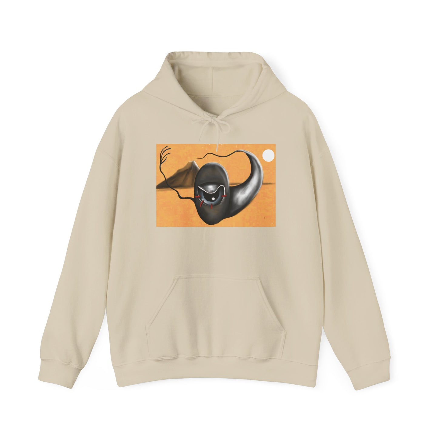 Surreal Desert Stingray Hoodie — Abstract Orange Dune Art Sweatshirt