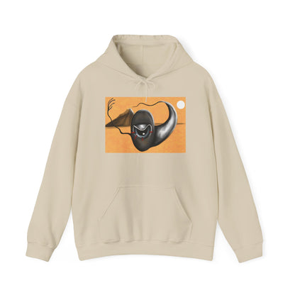 Surreal Desert Stingray Hoodie — Abstract Orange Dune Art Sweatshirt